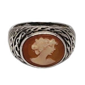 CNA Sterling Silver Cameo Ring Size 7 #17547